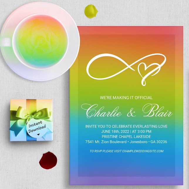 Customisable Rainbow Wedding Invitations (Creator Uploaded)