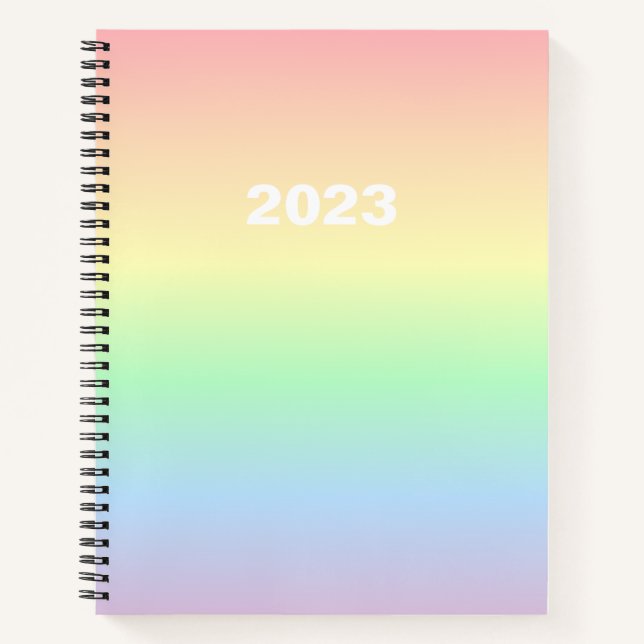 Customisable Rainbow with Pastel Colours Notebook (Front)