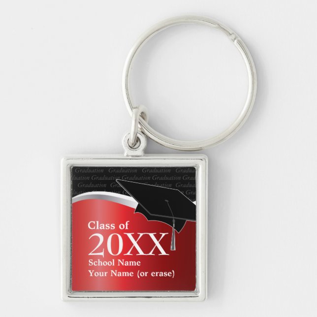 Customisable Red and Black Graduation Keychain (Front)