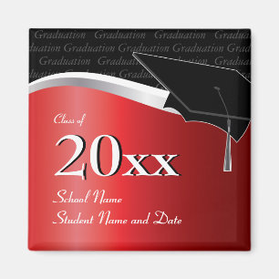Customisable Red and Black Graduation Magnet