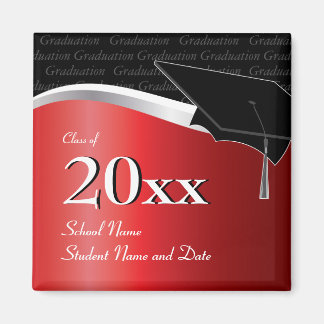 Customisable Red and Black Graduation Magnet
