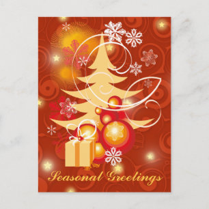 Customisable Red and Gold Christmas Holiday Postcard