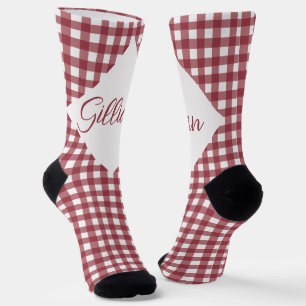 Customisable Red and White Checkers Crew Socks