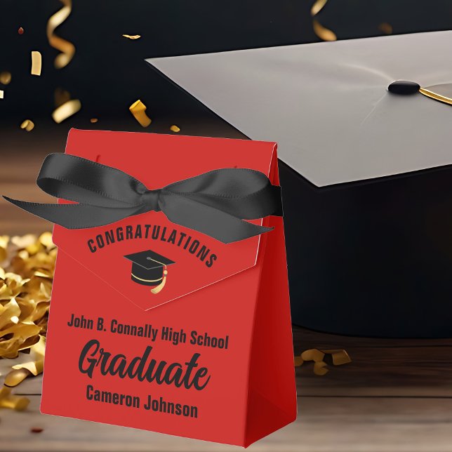Customisable Red Black Graduation Party Favour Box (Creator Uploaded)