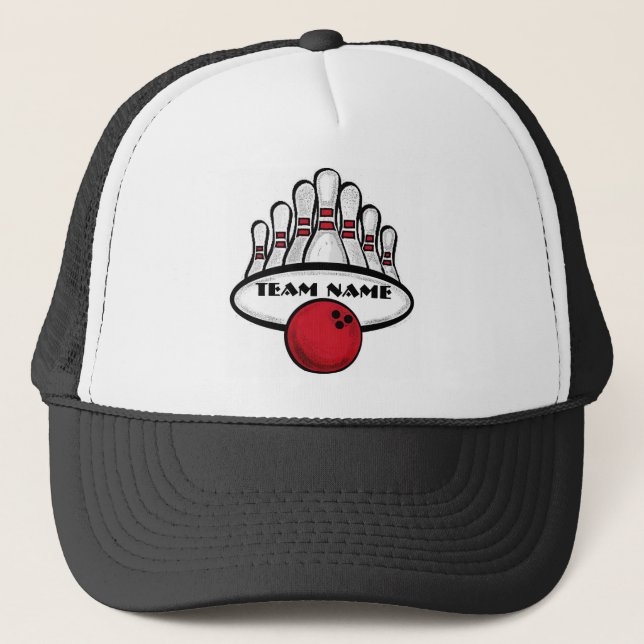 Customisable red bowling team sport hat (Front)