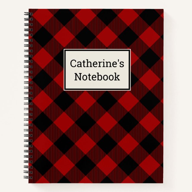 Customisable Red Buffalo Plaid Notebook (Front)