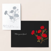 Customisable Red Carnation Floral Black New Year