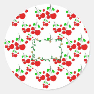 Customisable red cherry pattern accessories LeahG Classic Round Sticker