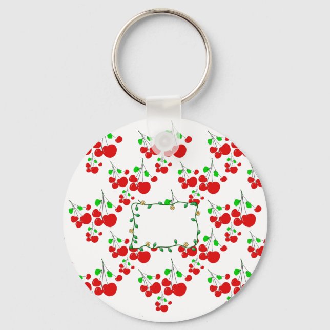 Customisable red cherry pattern accessories LeahG Key Ring (Front)