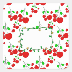 Customisable red cherry pattern accessories LeahG Square Sticker