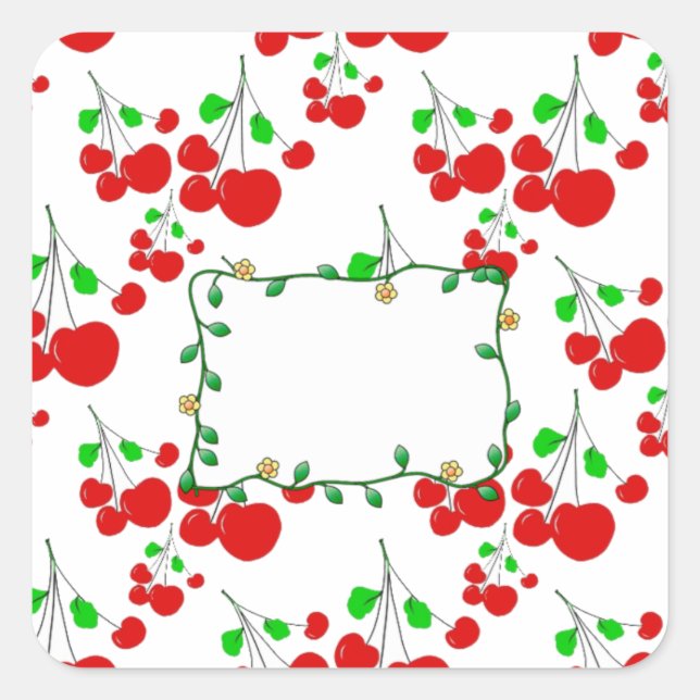 Customisable red cherry pattern accessories LeahG Square Sticker (Front)