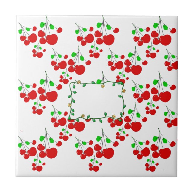 Customisable red cherry pattern accessories LeahG Tile (Front)