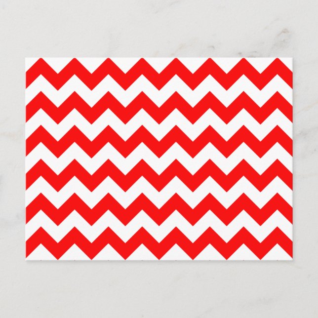 Customisable Red Chevron Pattern Postcard (Front)