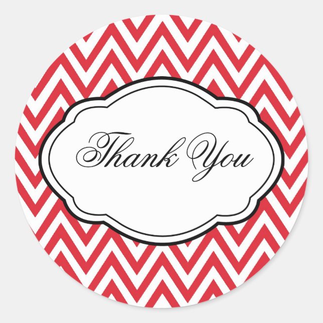 Customisable Red Chevron Stripe Sticker Label (Front)