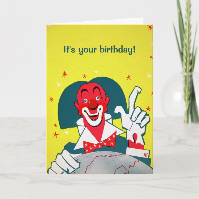 Customisable Red Clown Greeting Card (Front)
