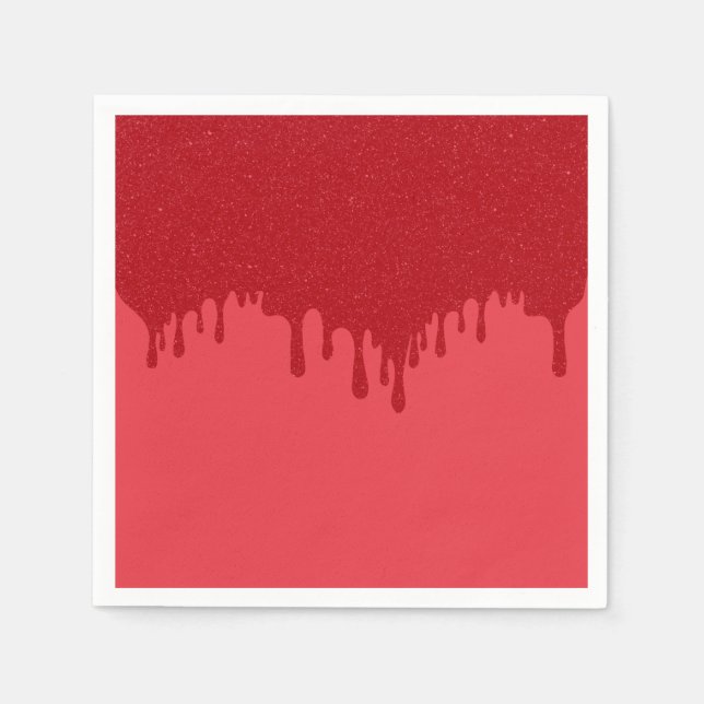 Customisable Red Drip Cocktail Paper Napkins (Front)