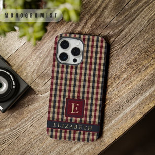 Customisable Red Green Brown Chequered Pattern iPhone 15 Pro Max Case