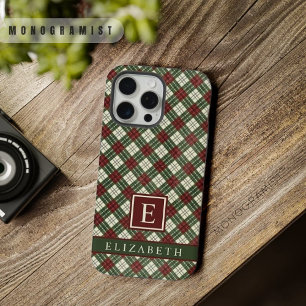 Customisable Red Green White Chequered Pattern iPhone 15 Pro Max Case