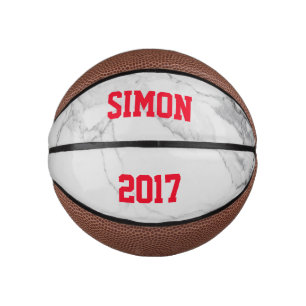 Customisable Red Marble Texture Mini Basketball