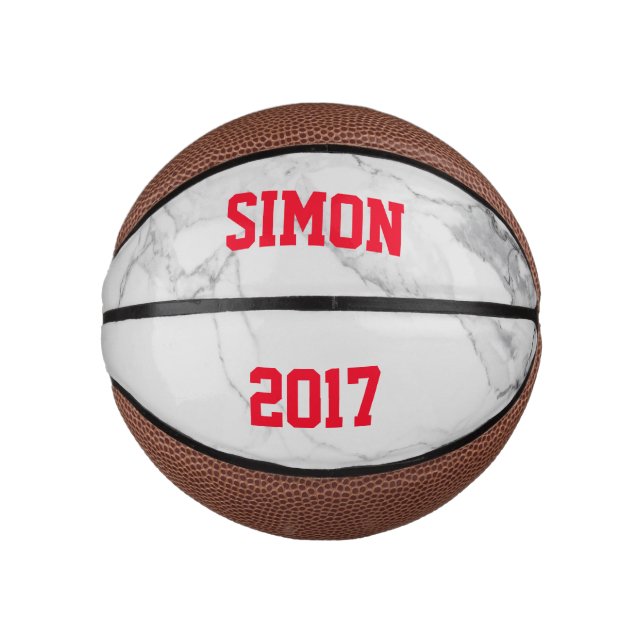 Customisable Red Marble Texture Mini Basketball (Front)