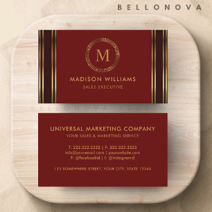 Customisable Red Maroon Gold Professional  Business Card