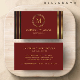Customisable Red Maroon Gold Professional Business Card