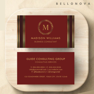 Customisable Red Maroon Gold Professional Business Card