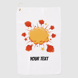Customisable red orange comic explosion golf towel