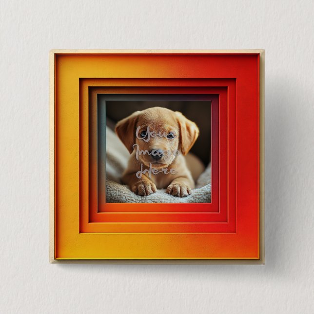 Customisable Red Orange Sunset Gradient Frame 15 Cm Square Badge (Front)