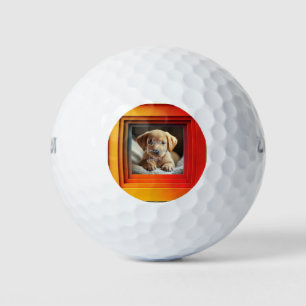 Customisable Red Orange Sunset Gradient Frame Golf Balls