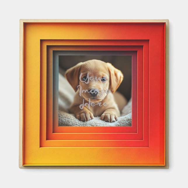 Customisable Red Orange Sunset Gradient Frame Magnet (Front)