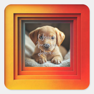 Customisable Red Orange Sunset Gradient Frame Square Sticker