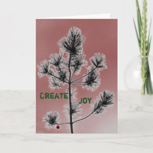 Customisable Red Ornament Christmas Tree Holiday Card