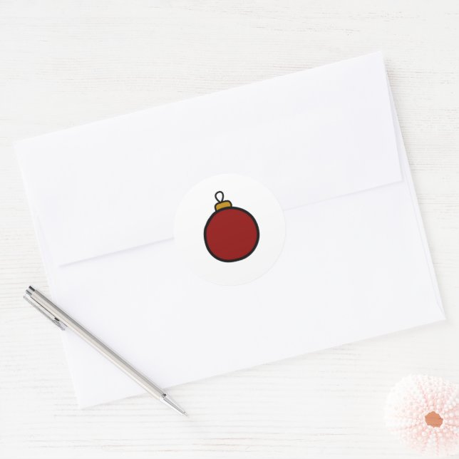 Customisable Red Ornament Classic Round Sticker (Envelope)