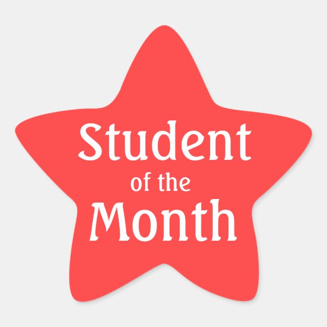 Customisable Red Star Student Of The Month Sticker (Front)