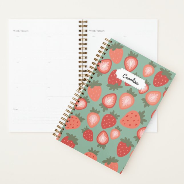 Customisable Red Strawberry Seamless Pattern Planner (Display)