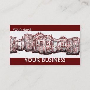 Customisable red victorian homes business cards