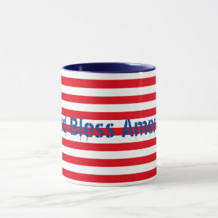 Customisable Red White Blue "God Bless America" Mug