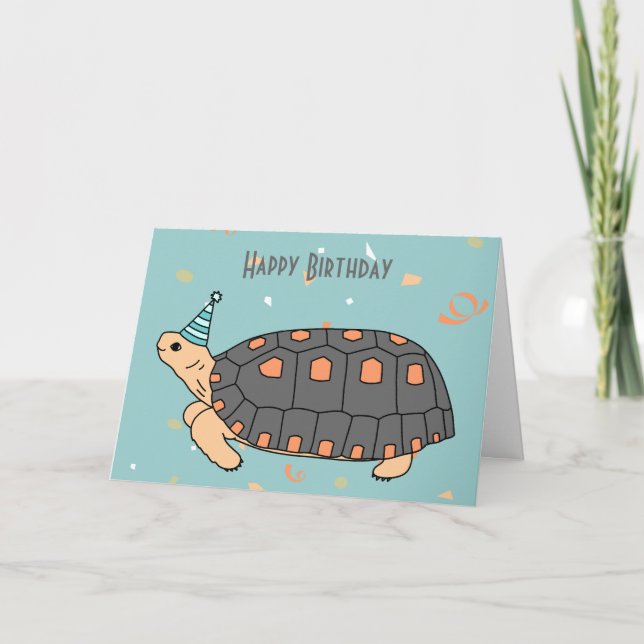 Customisable Redfoot Tortoise Birthday Card 4 (Front)