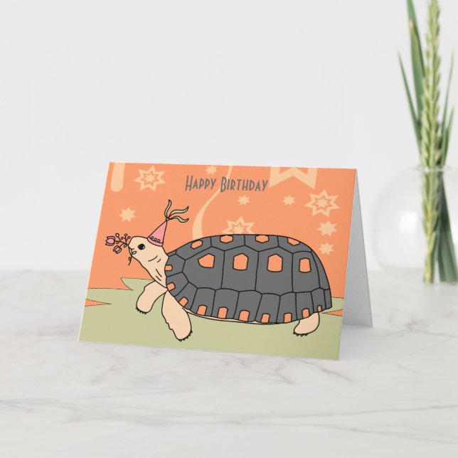 Customisable Redfoot Tortoise Birthday Card 5 (Front)