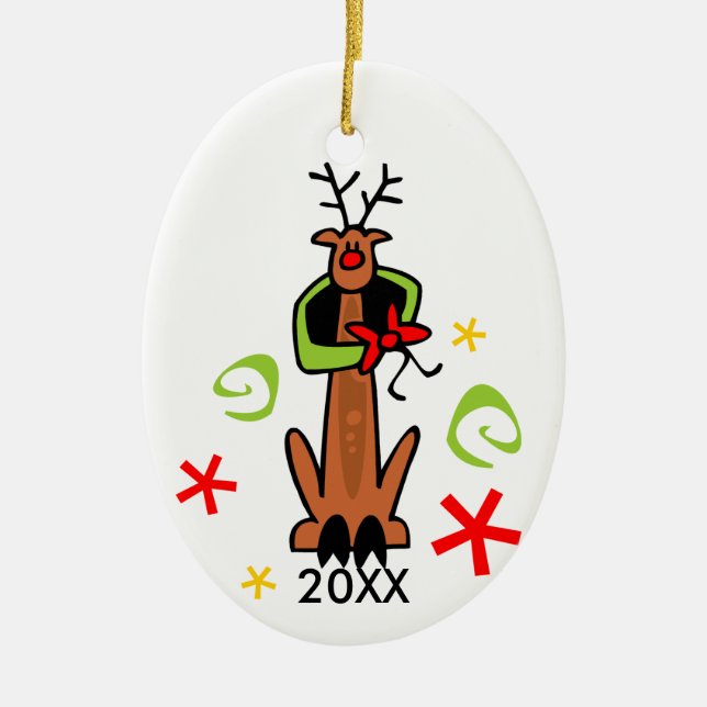 Customisable Reindeer Holiday Ornament (Front)