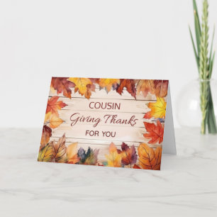 Customisable Relationship Cousin Thanksgiving Card