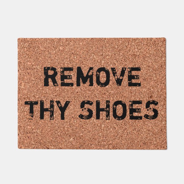 Customisable "Remove Thy Shoes" Fun Cool Unique Doormat (Front)