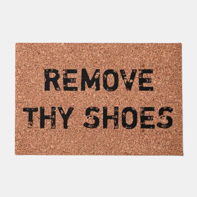 Customisable "Remove Thy Shoes" Fun Cool Unique Doormat (Front)