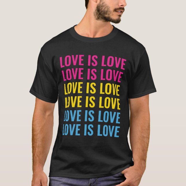 Customisable Repeating Text LGBTQ Pansexual Pride T-Shirt (Front)