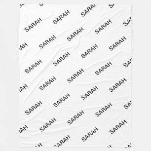 Customisable Repeating Text Modern White & Black Fleece Blanket