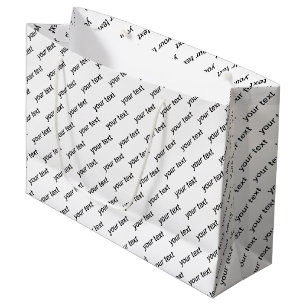 Customisable Repeating Text Modern White & Black Large Gift Bag