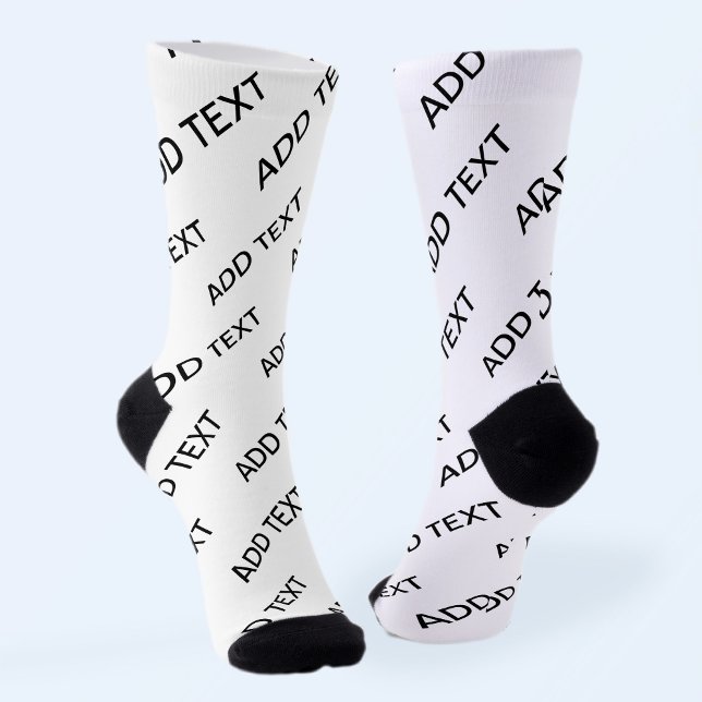 Customisable Repeating Text Modern White & Black Socks (Creator Uploaded)