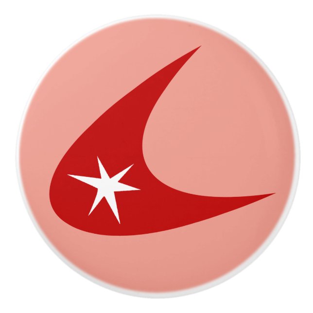 Customisable Retro Boomerang Ceramic Knob (Front)