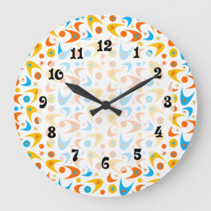 Customisable Retro Boomerangs Large Clock
